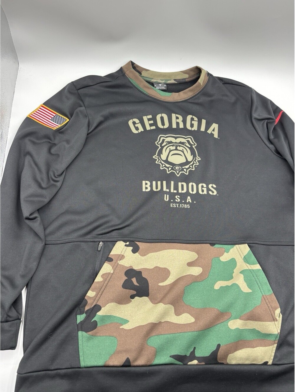 Nike Georgia Bulldogs Sideline Dri-FIT Camo Pocket Sweatshirt Mens XL Black